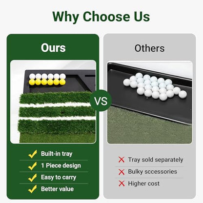 Large Golf Hitting Mat 6x4ft Indoor Outdoor Backyard, Golf Practice Mat with Phone Slot & Ball Tray, Heavy Duty Artificial Turf Driving Range Golf Simulator Mat with Alignment Line - color: 6x4FT;31mm