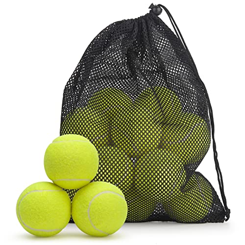 SUNEZLGO 12 Pack Tennis Balls, Advanced Pressure Training Tennis Balls Practice Balls, Tennis Balls for Dogs, Thickened Tennis with Mesh Bag for Transport, Beginner Exercise Ball, Sturdy High Elastic - color: Green