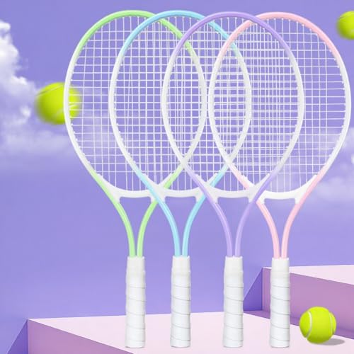 Children's Tennis Racket for 2 Players, Suitable for Beginners, pre Worn 27 inch Lightweight Children's Racket, Suitable for Boys and Girls, Equipped with Tennis