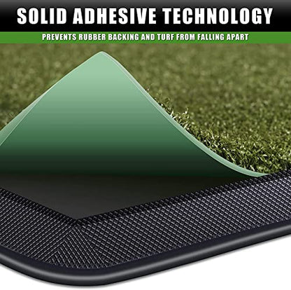 CHAMPKEY Premium Synthetic Turf Golf Hitting Mat | Heavy Duty Rubber Base Golf Practice Mat | Come with 1 Rubber Tee and 9 Plastic Tees - size: S (8.5" x 17"), style: PRO Version