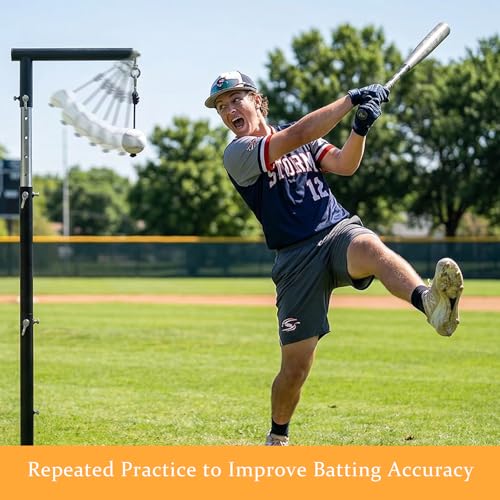 WodGod 2 in1 Baseball Swing Trainer with X Base, Height Adjustable 20-54 inches, 2 Sandbags for Maximum Stability, 3 Balls & 4 Ground Stakes, Great for Improve Swing Power, Accuracy