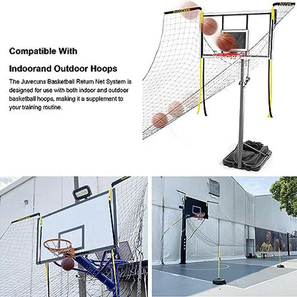 Basketball Hoop Returner Return Attachment Shot NET 4.8mX4.8m Polyester Net Shooting Practice Aid with and - Support