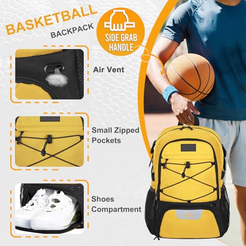 Goloni Soccer Backpack,Basketball Backpack with Ball Compartment & Shoe Compartment,Backpack for Basketball,Soccer - color: orange