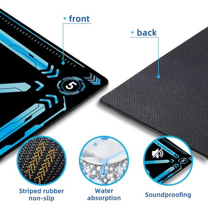Premium Soccer Training Mat with Video Guide - Non-Slip Soccer Footstep Practice Pad for Indoor & Outdoor - Ultimate Ball Control Equipment to Improve Dribbling Skills - color: blue-black