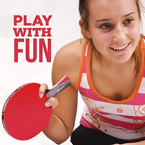Ping Pong Paddle with Killer Spin + Case for Free - Professional Table Tennis Racket for Beginner and Advanced Players - Improve Your Ping Pong Skills with JT Ping Pong Paddle Set - color: red