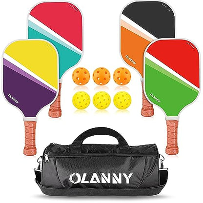 OLANNY Graphite Pickleball Paddles Set- Premium Rackets Fiber Face & Polymer Honeycomb Core Pickleball Set Includes Pickleball Paddles + Pickleball Balls+ Replacement Soft Grip + 1 Bag - color: Makalong Pickleball Paddles