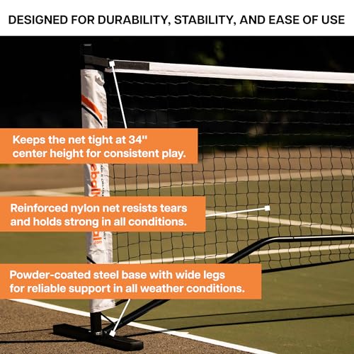 PickleballCentral Rally Pickleball Net, Portable Net System, Indoor/Outdoor, Pickleball Training Aids, Regulation Size, Alloy Steel Frame, Net and Carry Bag