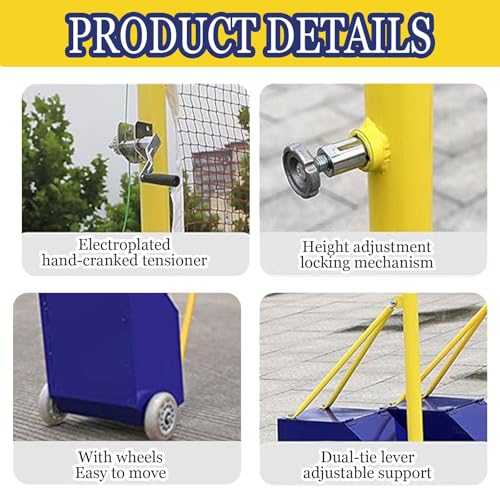 Portable Volleyball/Badminton Net Poles Suitable,Heavy Duty Volleyball Net with Poles,Adjustable 4 Heights of 5ft-6.9ft with Wheels,for Backyard Outdoor School Gym