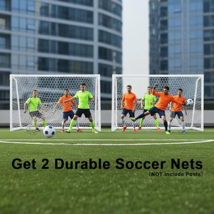 2 Pcs Soccer Replacement Goal Nets, 24x8FT, 20x6.5Ft, 10x6.5FT Polyethylene Polyester Football Net, Full Size Heavy Duty Soccer Net Set, NOT Include Posts - color: White-DL, size: 10Ft x 6.5Ft