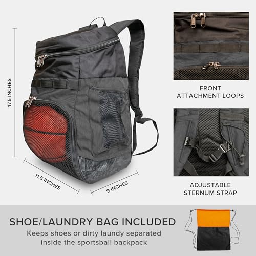 Xelfly Basketball Backpack with Ball Compartment - color: Black