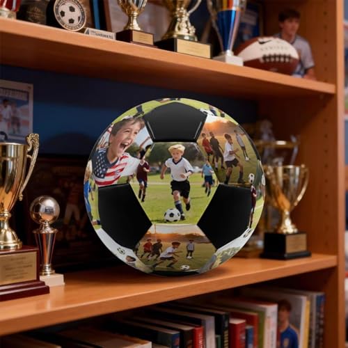 PU Leather Soccer Customized Photo Text Logo Soccer Size 5 Ideal Gift for Boys Girls Football The Room Decorated