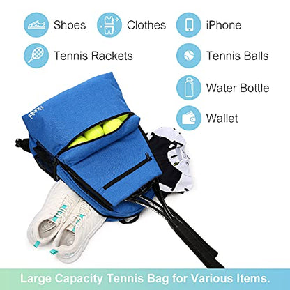 Tennis Bag Professional Tennis Backpack for Men and Women Racket Bags Holds 2 Rackets with Ventilated Shoe Compartment - color: Dark Blue