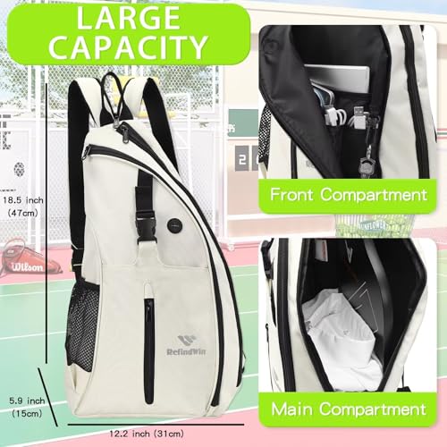 Pickleball Bag for Women Men Pickle Ball Backpack,Adjustable Sling Bag/Backpack for Tennis & Pickleball - color: White