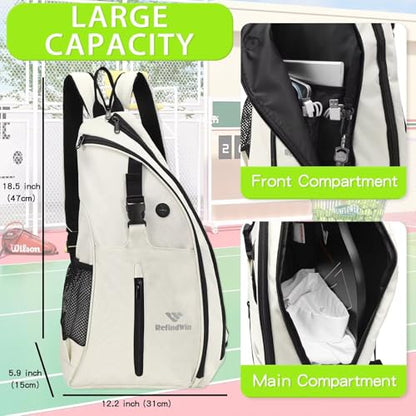 Pickleball Bag for Women Men Pickle Ball Backpack,Adjustable Sling Bag/Backpack for Tennis & Pickleball - color: White