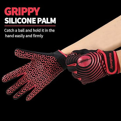 HANDLANDY Youth Football Gloves, Kids Sticky Receiver Gloves,Super Grip Football Glove Best Gift for Boys,Girls - color: Hot pink, size: X-Small-Youth
