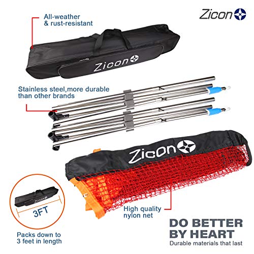 Portable Tennis Net,Stainless Steel Poles Badminton Net Set Adjustable Height Nylon Net with Carry Bag, for Kids Volleyball, Pickleball,Soccer, Indoor, Outdoor Court, Backyard, Beach, Driveway