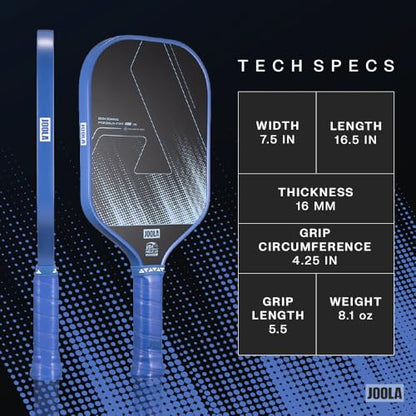 JOOLA Ben Johns CAS 16mm Carbon Fiber Pickleball Paddle - CAS Surface Tech - Control & Power Paddle - USAP Approved - Aero Curve - Feel-Tec Pure Grip - NFC Chip - color: Azure Blue, size: Perseus