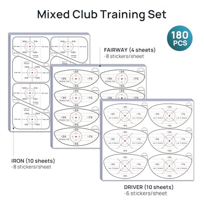 Golf Impact Stickers, High-Resolution Impact Tape for Irons, Woods & Fairway Clubs, Swing Training Aid for Home Practice, Nets & Golf Simulators, Essential Golf Accessories for Men & Women - style: Right-handed - 180 Pcs (Drivers 60, Irons 80, Fairways 40
