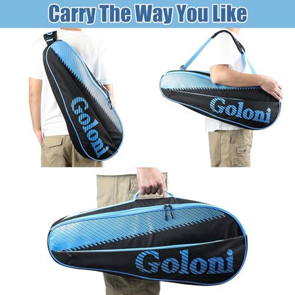 Goloni | 3 Racquet Tennis Bag, for Professional or Beginner Tennis Players, Rackets Cover Bag with Protective Pad & Lightweight | Unisex Design for Men, Women, Youth and Adults - color: sky blue