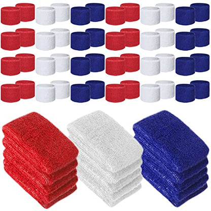 Leyndo Wrist Sweatbands Bulk for Kids Field Day Cotton Terry Sweat Bands Sports Fan Wristbands Kids for Summer Camp Student Football Team Competition Party