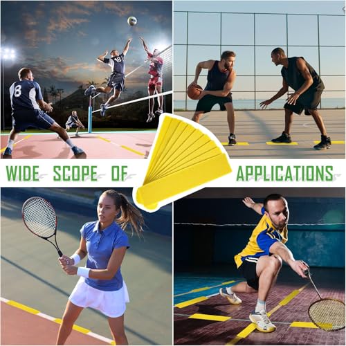 Moukeren Court Line Marker Kit Yellow Boundary Markers Lines Set for Tennis Basketball Volleyball Badminton Pickleball Net Court Outdoor or Indoor Training