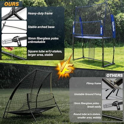 Volleyball Training Net Equipment System, Freely Adjustable 2-in-1 Volleyball Practice Net for Serve Spike Hitting Training, Stable Frame Fast Setup Portable Volleyball Net for Backyard Indoor Outdoor