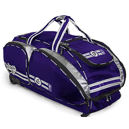 No Errors NO E2 Wheeled Catchers Gear Bag - Large Baseball and Softball Bag for Catcher’s Equipment with Fatboy Wheels - color: Purple