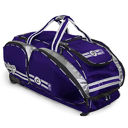 No Errors NO E2 Wheeled Catchers Gear Bag - Large Baseball and Softball Bag for Catcher’s Equipment with Fatboy Wheels - color: Purple