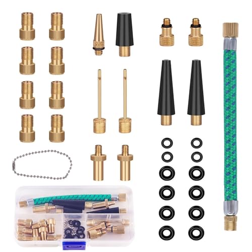 32 PCS Brass Ball Pump Needle Valve Adapter Set Bike Tire Pump Accessories for Gym Balloons Toys Bicycles