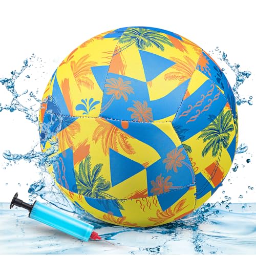 Soulchen 8.5 Inch Waterproof Water Volleyball for Pool with Pump All-Purpose Pool Ball Beach Volleyball for Adults Swimming Sports Games Outdoor and Indoor Activities - color: Blue,Yellow