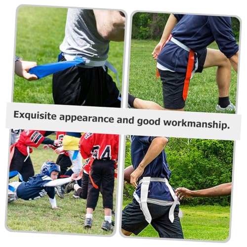 SUPVOX Flag Football Belt Set with 10 White Adjustable Rugby Waist Belts and 30 Flags, Includes 4 Marker Cones and Black Drawstring Bag, Youth Football Training and Outdoor Game Equipment