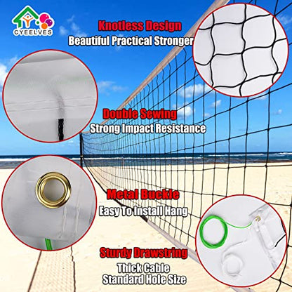 Volleyball Net Portable, Heavy Duty Volleyball Nets for Backyard, Professional Volleyball Net Replacement Net, Volleyball Replacement Net for Outdoor Grassland Stadium Pool Schoolyard Beach, 32X3FT