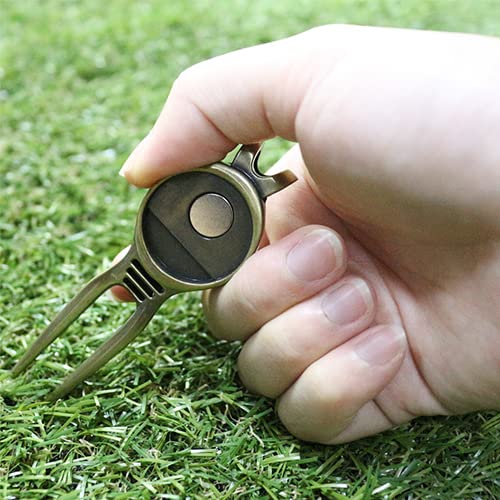 Golf Divot Repair Tool with Ball Marker, A Unique and Multi-Functional Golf Accessory, Nickel - color: red