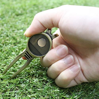 Golf Divot Repair Tool with Ball Marker, A Unique and Multi-Functional Golf Accessory, Nickel - color: red