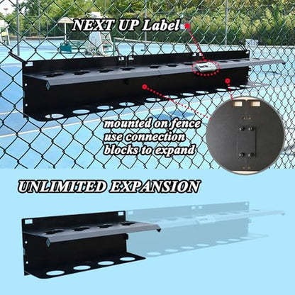 Pickleball Paddle Rack, 4/8/12-Paddle Holder, with Label to Track Next Up Players, Multiple Racks are Spliced to Achieve Expansion, Fence or Wall Mount, Steel, Black - color: BLACK - 3 SETS