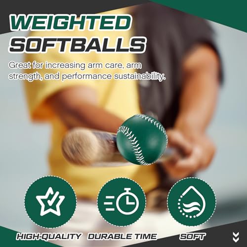 Arrowbash Weighted Softball Training Softballs Set Weighted Balls Bulk for Softball with Drawstring Bag - color: Green, Blue, Yellow, Black