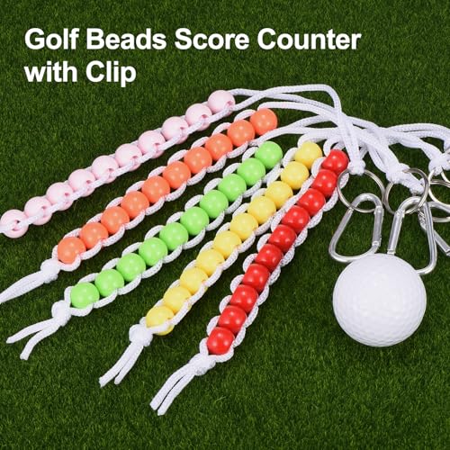Golf Beads Counter, Golf Ball Beads Bracelet Count Stroke Score Acrylic Sports Keeper Putting with Hook for Golfer