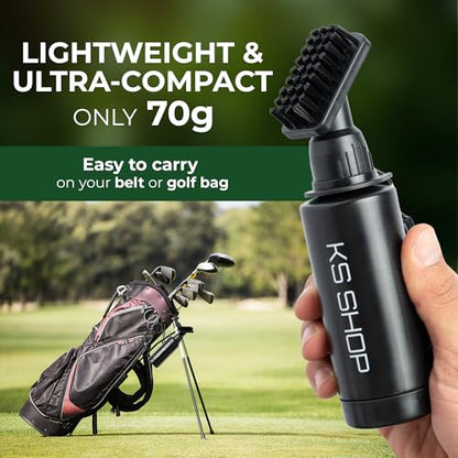 Golf Club Brush Cleaner - Water Bottle 7.5 Inches Holds 4 Ounces of Water - 45cm Retractable Clip - Club Cleaner - Essentials Golf Accessories for Men and Women