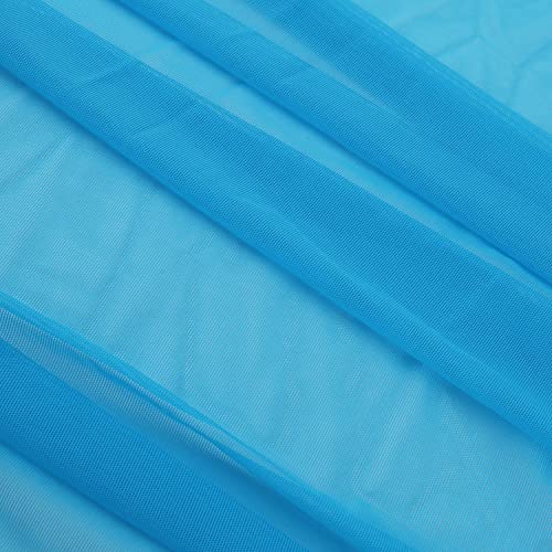 Superfine 4-Way Stretch Net Fabric Nylon Spandex Power Mesh Lightweight Sheer 60" Wide, a Continuous 5 Yards (Cyan Blue) - color: Cyan Blue