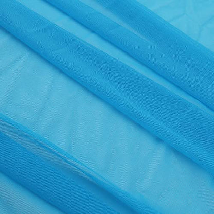 Superfine 4-Way Stretch Net Fabric Nylon Spandex Power Mesh Lightweight Sheer 60" Wide, a Continuous 5 Yards (Cyan Blue) - color: Cyan Blue