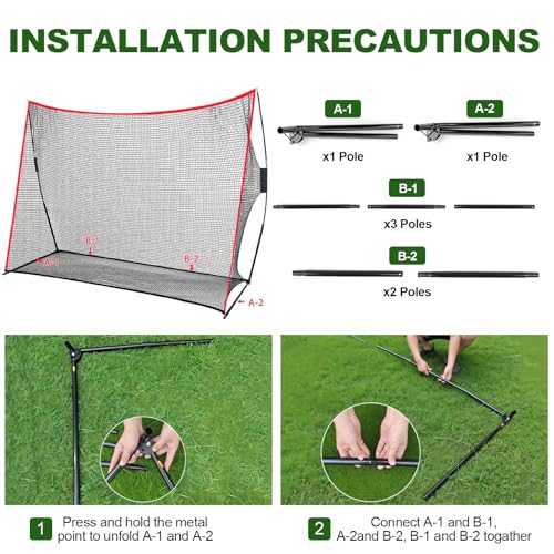 Golf Net, 10x7FT with Golf Practice Mat, Hitting Aid Net with Multi Targets Training for Backyard Driving Chipping Indoor Outdoor Use, 7-Ply Anti-Tear Netting & Carry Bag, Gifts for Men Dad Him Golfer