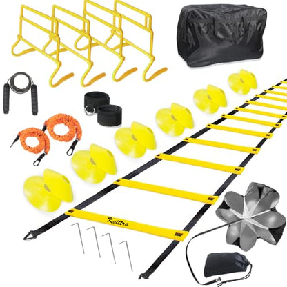 Adjustable Speed Training Hurdles Fitness & Speed Training Equipment with Agility Ladder - Plyometric Fitness & Speed Training – Hurdle/Obstacles for Soccer, Football, Track & Field