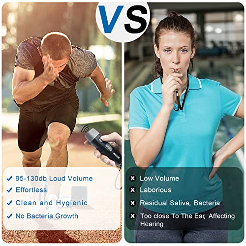 ANIZR Electronic Whistles with Lanyard,Adjustable 3 Tone & 3 High Volume Hand Emergency Whistle Basketball Referee Whistle for Coach,Teacher,Police,Outdoor Camping Boating Hiking(with Battery) - color: Black-2pcs