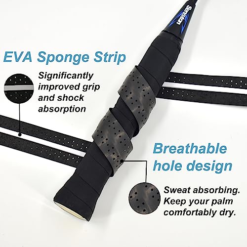 Senston New Rackets Grip Anti Slip Perforated Super Absorbent Tennis Overgrip Badminton Overgrip Pickleballs Overgrip - color: Black, style: Keel