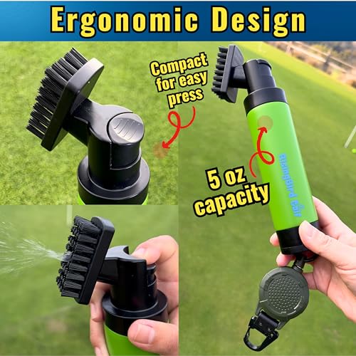 2025 Steel Wire Retractable Clip, Golf Brush, Golf Accessories, Golf Club Cleaner, Golf Water Brush, 5oz, Perfect Golf Gift for Men & Women, Golf Club Spray Brush, Golf Item, USA company (Green)