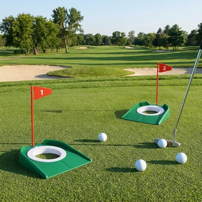 Sotiff 1-2 Golf Putting Practice Cup Hole Training Aids Golf Accessories Training Putters with Plastic Flag for Adult Office Garage Yard Indoor Outdoor Practice