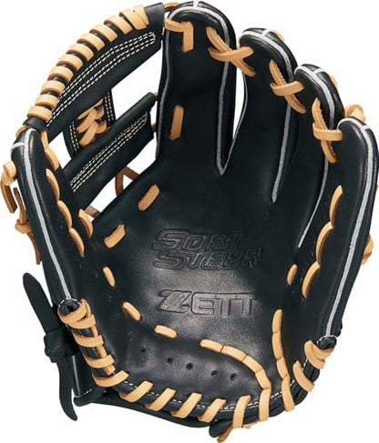 ZETT BJGB74430 Boys Baseball Soft Glove Soft Steer Series All-Round Left Throw Black x Pastel Brown (1932)