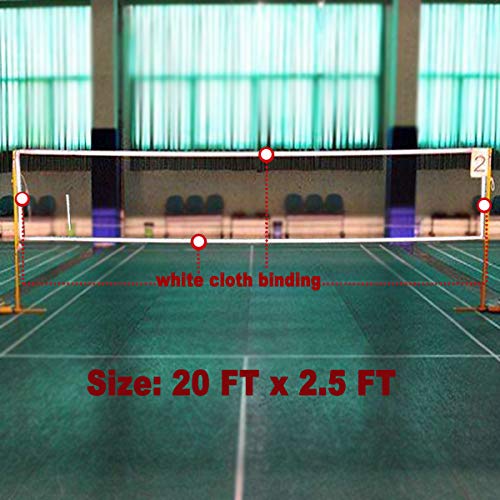 Badminton Tournament Net with Rope Cable 20 FT x 2.5 FT