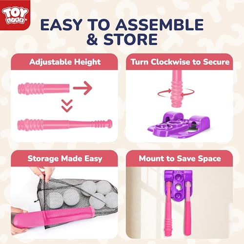 TOY Life T Ball Set for Kids 3-5 5-8, Toddler Baseball Set for Girls, T Ball Stand Sets with Baseball Glove, Tball Bating Tee Outdoor Indoor Toys for Toddler Girls - style: Glove, Tee, Bat & 6 Balls