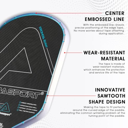 PICKLETECH Pickleball Paddle Protection Tape - Paddle Head Edge Guard - Racket Edge Protection Tape -Fit Perfectly Curved Edge -No Wrinkling - color: Gradient Blue Gray, size: Width 20mm